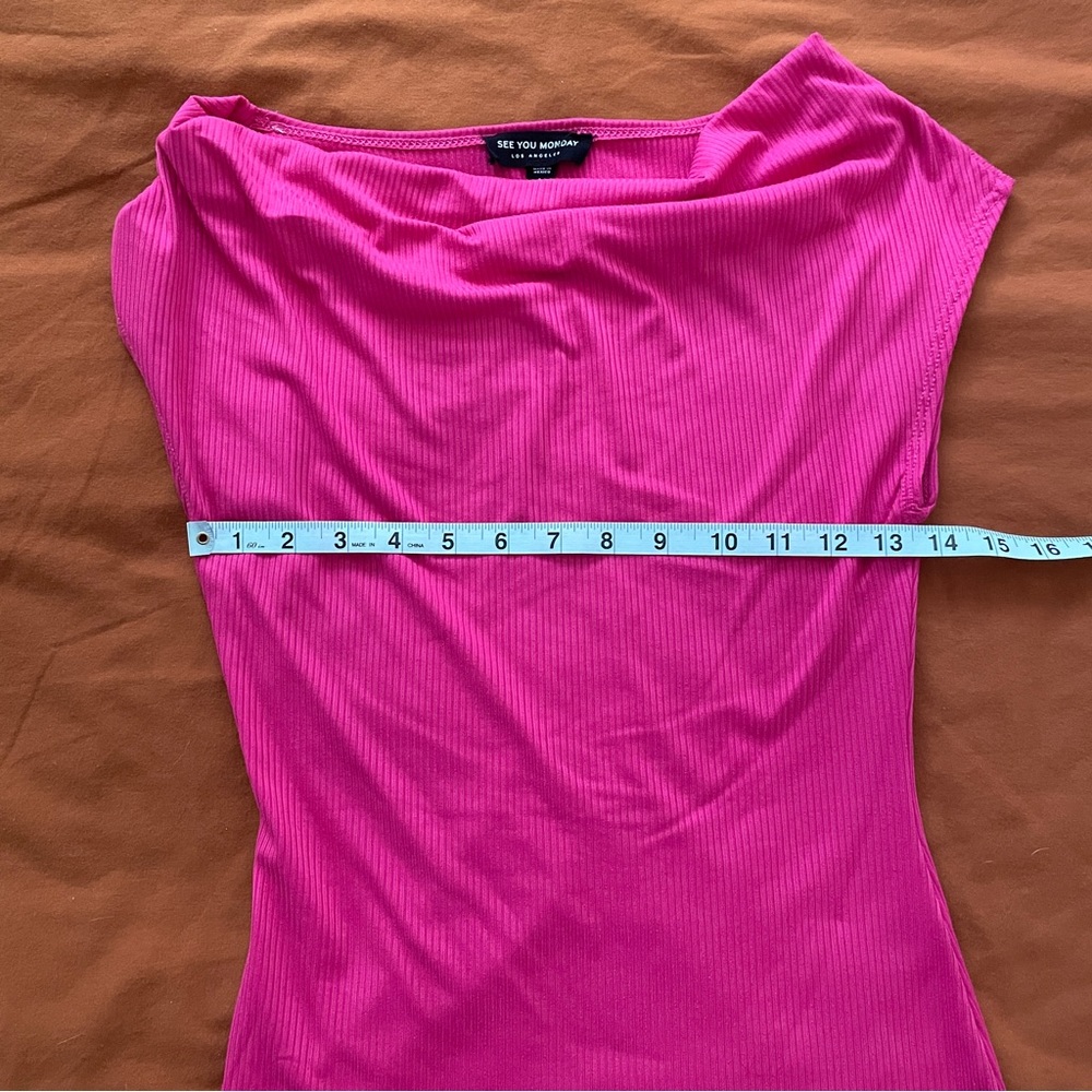Hot Pink Ribbed Top - Picture 4 of 6